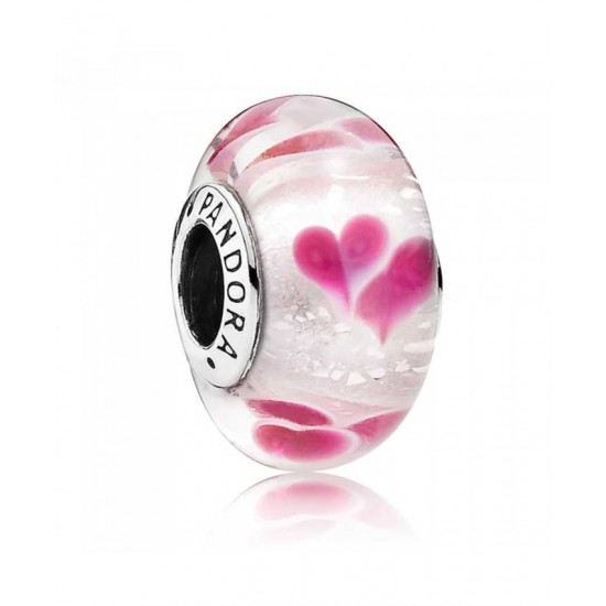 Pandora Charm Silver Wild Hearts Murano Glass PN 10764 Jewelry