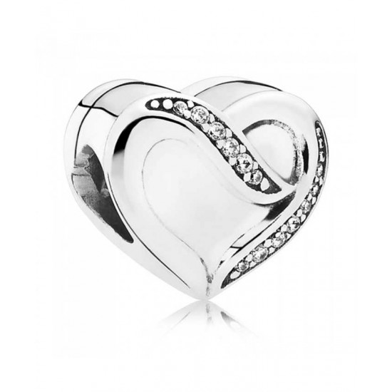 Pandora Charm Silver Ribbon Of Love Cubic Zirconia PN 10768 Jewelry