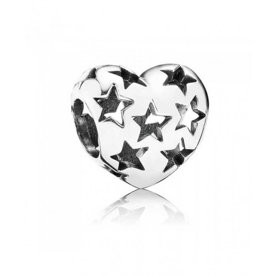 Pandora Charm Silver Openwork Starry Heart PN 10785 Jewelry