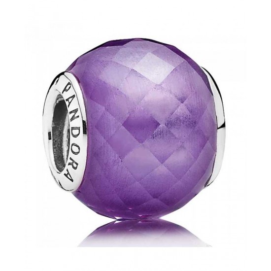 Pandora Charm Silver Faceted Purple Cubic Zirconia PN 10812 Jewelry