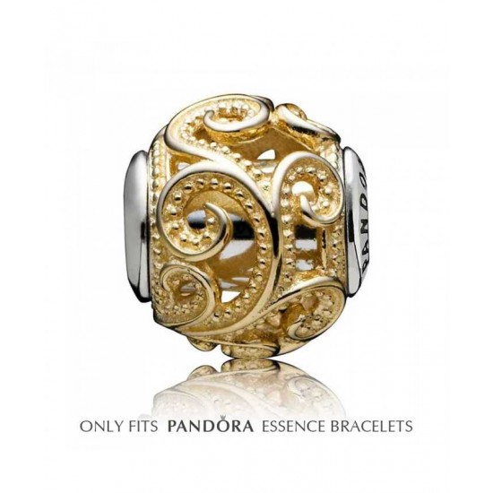 Pandora Charm Essence Silver 14ct Gold Swirl Creativity PN 10818 Jewelry
