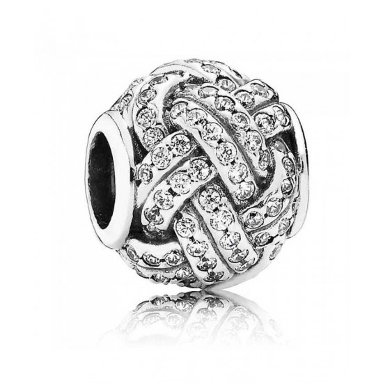Pandora Charm Silver Sparkling Love Knot Cubic Zirconia PN 10828 Jewelry
