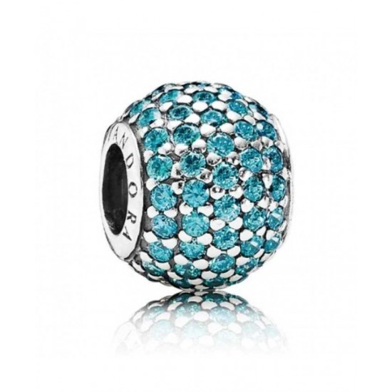 Pandora Charm Silver Teal Pave Ball PN 10829 Jewelry