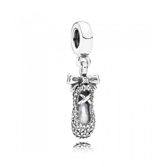 Pandora Charm Silver Cubic Zirconia Ballet Slippers PN 10842 Jewelry