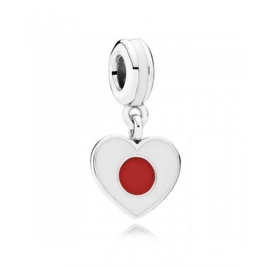 Pandora Charm Silver Enamel Heart Flag Japan Dropper PN 10864 Jewelry