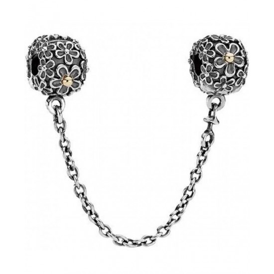 Pandora Safety Chain 14ct Gold And Silver Flower PN 11518 Jewelry