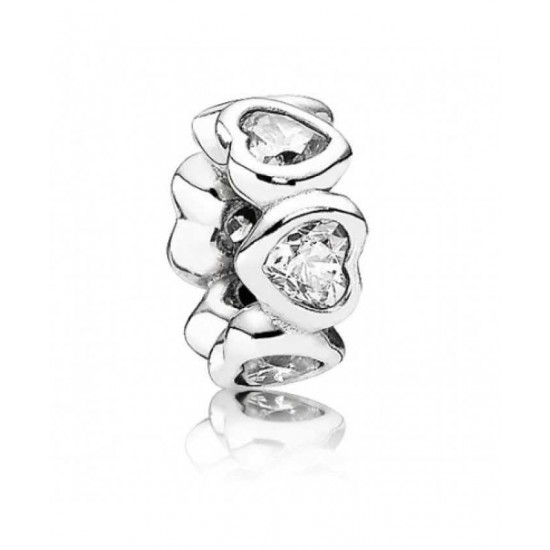 Pandora Spacer Silver Clear Cz Heart PN 11523 Jewelry