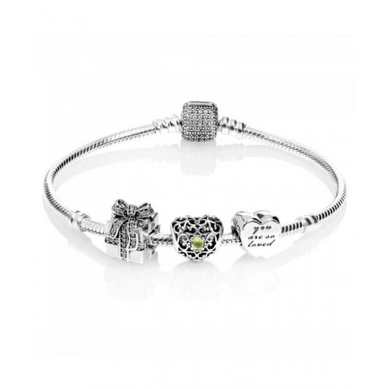 Pandora Bracelet Sparkling August Birthstone Complete PN 10394 Jewelry