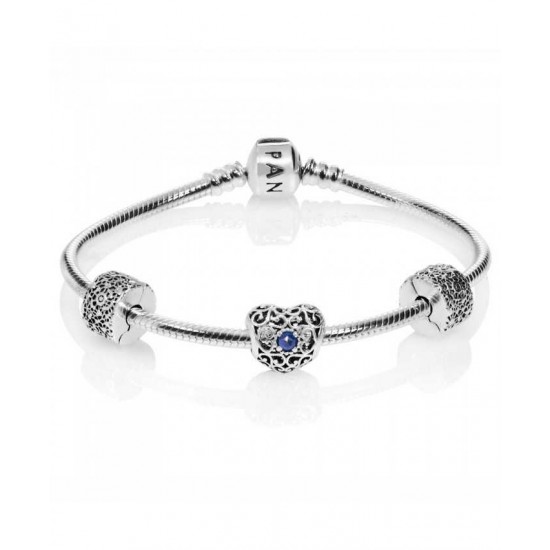 Pandora Bracelet September Birthstone Complete PN 10402 Jewelry