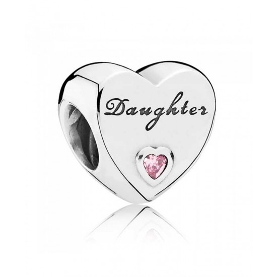 Pandora Charm Silver Pink Cubic Zirconia Daughters Love PN 10645 Jewelry