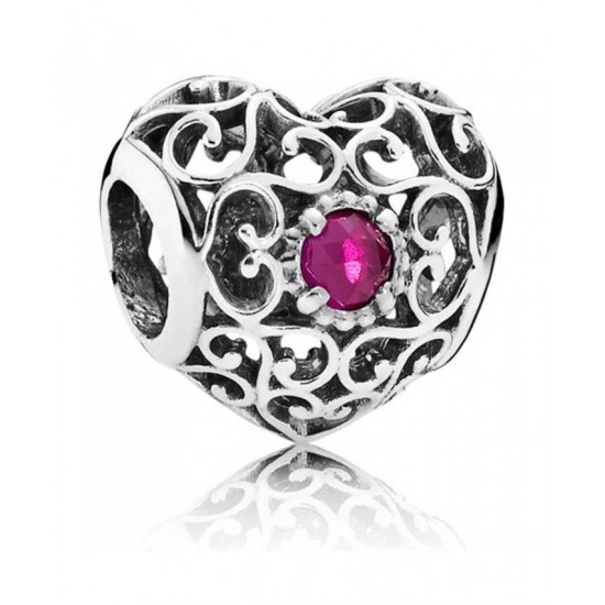Pandora Charm Silver July Birthstone Signature Heart PN 10921 Jewelry