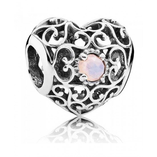 Pandora Charm Silver October Birthstone Signature Heart PN 10927 Jewelry