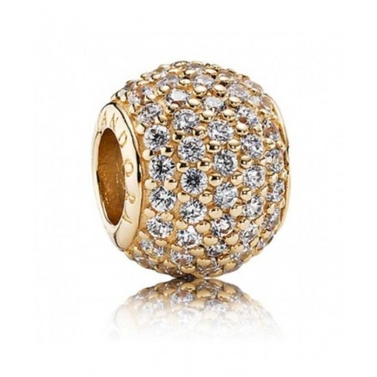 Pandora Ring 14ct Gold Clear Cubic Zirconia Pave Ball PN 11025 Jewelry