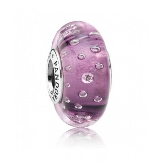 Pandora Charm Silver And Purple Fizzle Murano Glass PN 11040 Jewelry