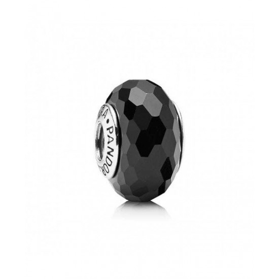 Pandora Bead Sterling Silver Black Faceted Murano Glass PN 11041 Jewelry