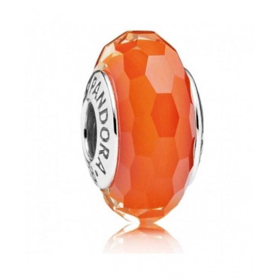 Pandora Charm Orange Faceted Murano Glass PN 11045 Jewelry