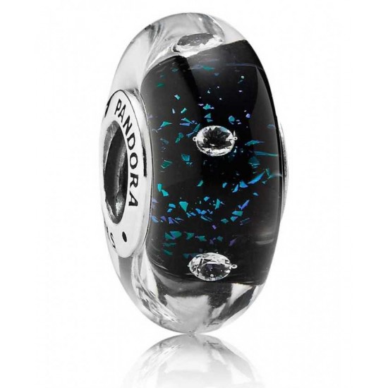 Pandora Bead Midnight Blue Fizzle Murano Glass PN 11049 Jewelry
