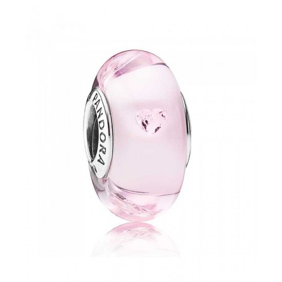 Pandora Charm Silver Pink Cubic Zirconia Pink Murano Glass PN 11050 Jewelry