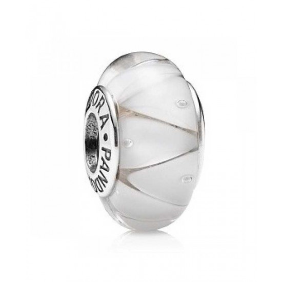 Pandora Charm Silver And White Murano Glass PN 11053 Jewelry