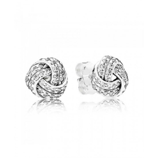 Pandora Earring Silver Sparkling Love Knots Stud PN 11150 Jewelry