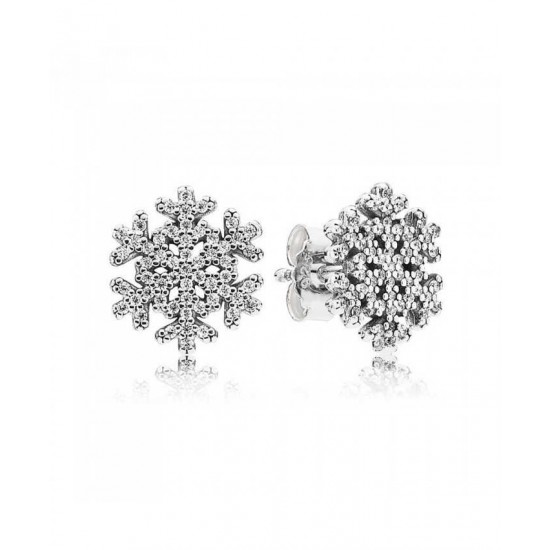 Pandora Earring Silver Cubic Zirconia Snowflake PN 11156 Jewelry