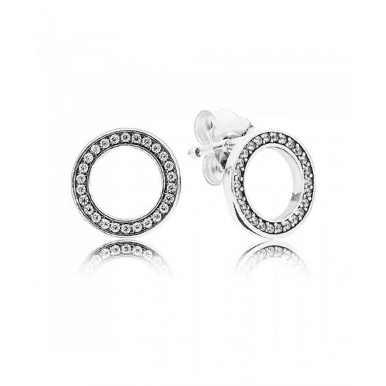 Pandora Earring Silver Cubic Zirconia Circle PN 11176 Jewelry