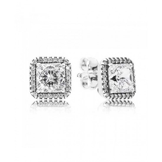 Pandora Earring Silver Timeless Elegance Cubic Zirconia Stud PN 11183 Jewelry