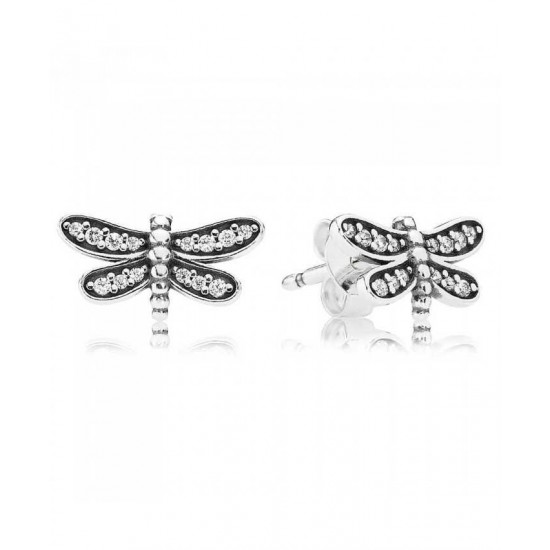 Pandora Earring Silver Cubic Zirconia Dragonfly Stud PN 11188 Jewelry