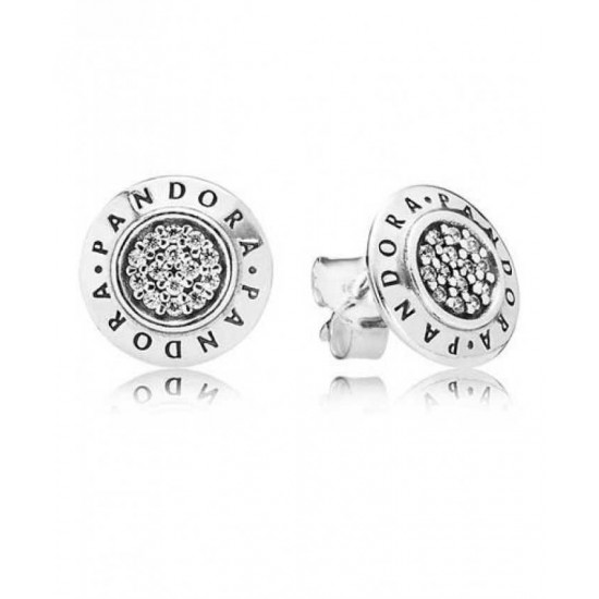 Pandora Earring Silver Round Cubic Zirconia Signature Stud PN 11191 Jewelry