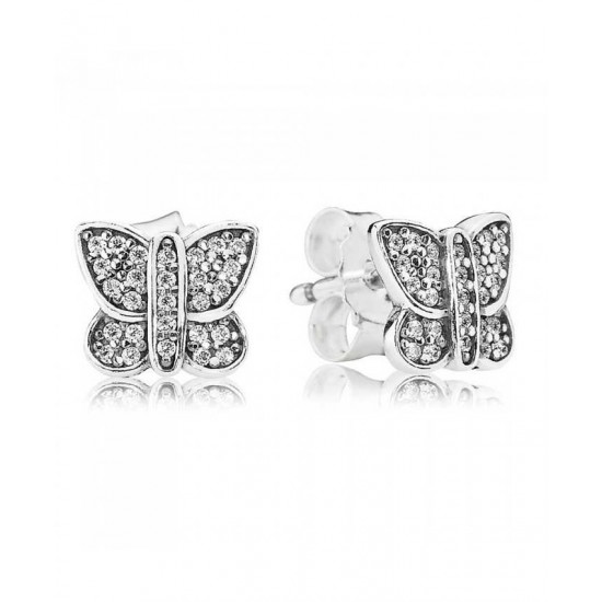 Pandora Earring Silver Cubic Zirconia Butterfly Stud PN 11193 Jewelry