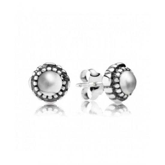Pandora Earring Silver April Birthstone Rock Crystal Stud PN 11200 Jewelry
