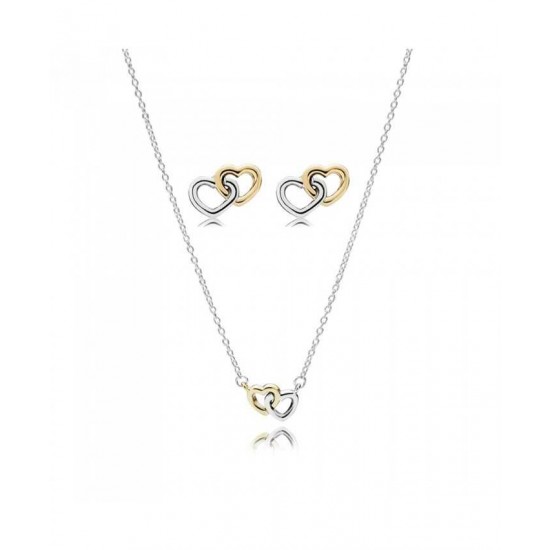 Pandora Set Silver 14ct Interlocking Hearts Jewellery PN 11338 Jewelry