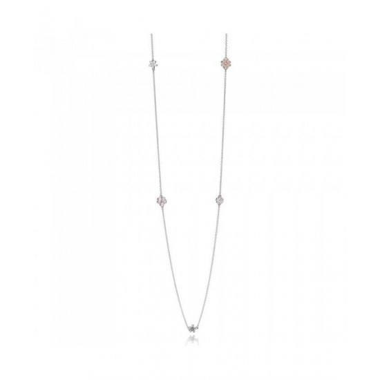 Pandora Necklace Silver Cubic Zirconia Poetic Blooms PN 11344 Jewelry
