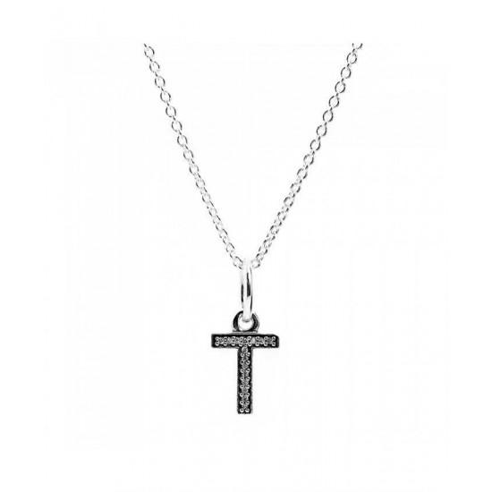 Pandora Necklace Sparkling Alphabet T PN 11345 Jewelry