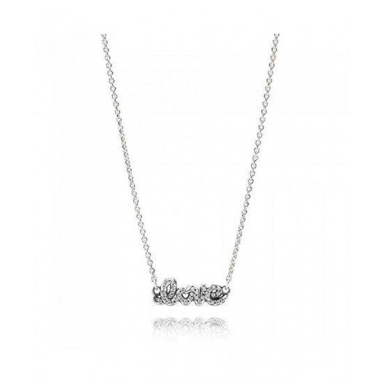 Pandora Necklace Silver Cubic Zirconia Love PN 11346 Jewelry