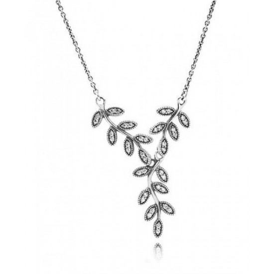 Pandora Pendant Silver Cubic Zirconia Leaves PN 11364 Jewelry