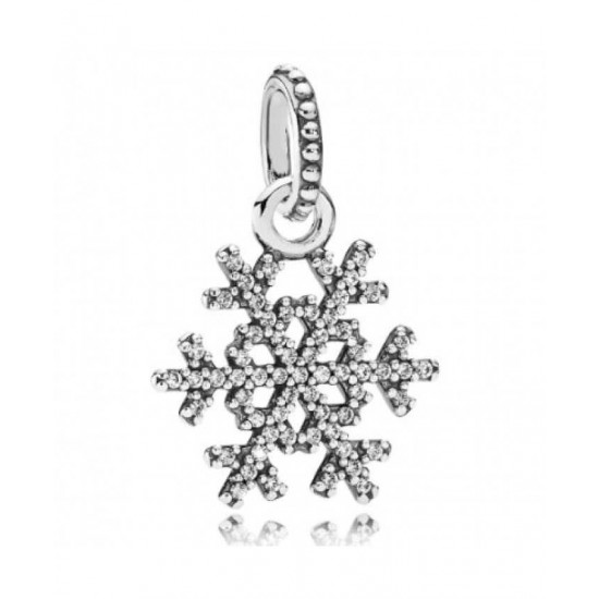 Pandora Pendant Silver Clear Cubic Zirconia Snowflake PN 11473 Jewelry