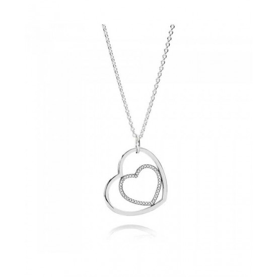 Pandora Pendant Silver Cubic Zirconia Heart PN 11492 Jewelry