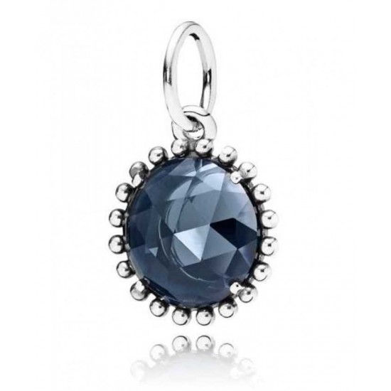 Pandora Pendant Silver Dark Blue Crystal PN 11504 Jewelry