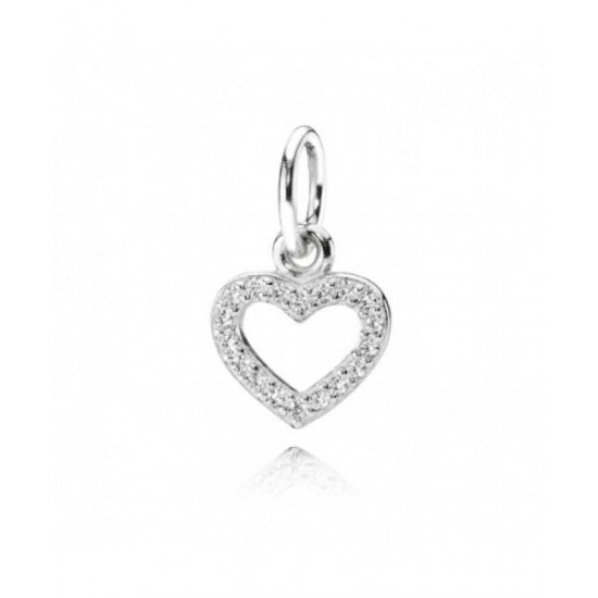 Pandora Charm Silver Cubic Zirconia Open Heart Pendant PN 10745 Jewelry