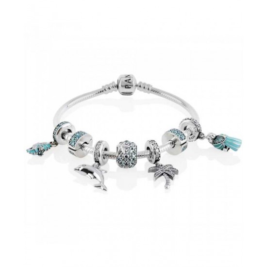 Pandora Bracelet Teal Elegance Complete PN 10181 Jewelry