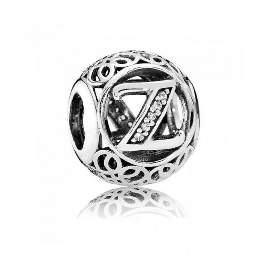 Pandora Charm Silver Cubic Zirconia Vintage Z Swirl PN 10457 Jewelry