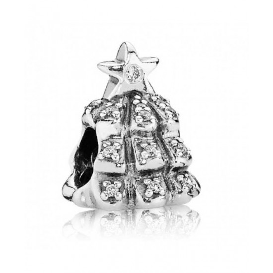 Pandora Charm Silver Cubic Zirconia Christmas Tree Bead PN 10579 Jewelry