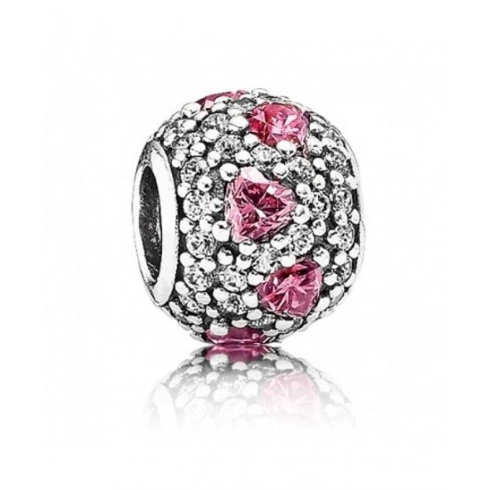 Pandora Charm Silver Cz Pave And Pink Cz Hearts PN 10774 Jewelry