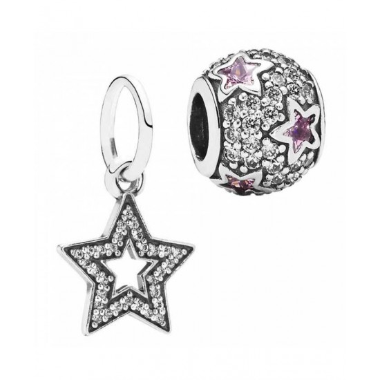 Pandora Charm Silver Sparkle Stars PN 10782 Jewelry