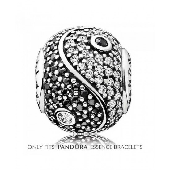 Pandora Charm Essence Silver Clear And Black Cubic Zirconia Balance PN 10983 Jewelry