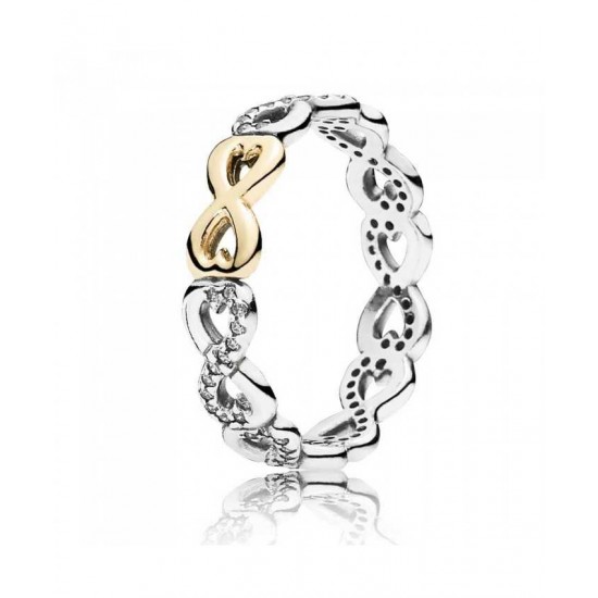 Pandora Ring Silver 14ct Gold Cubic Zirconia Infinity PN 11550 Jewelry