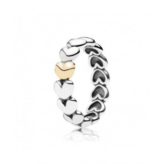 Pandora Ring Silver And 14ct Gold Heart Band PN 11559 Jewelry
