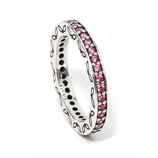 Pandora Ring Silver Pink Cubic Zirconia Eternity PN 11576 Jewelry