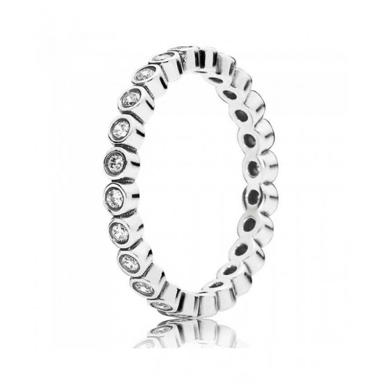 Pandora Ring Silver Small Round Cubic Zirconia Eternity PN 11585 Jewelry